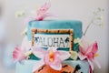 Closeup shot of a cake with aloha written on it