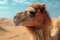 Closeup shot of a camels eye in the desert landscape Royalty Free Stock Photo
