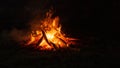 Closeup shot of campfire at night on a dark background Royalty Free Stock Photo