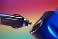 Closeup shot of a car cigarette lighter on a colorful background Royalty Free Stock Photo