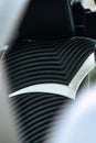 Closeup shot of the car seat with pattern design of a black Maruti Suzuki Baleno car