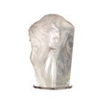 Closeup shot of ceramic statues of  female faces isolated on a white background Royalty Free Stock Photo