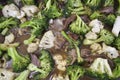 Closeup shot of Chinese stew with meat, broccoli and cauliflower - perfect for food concepts