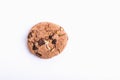 Closeup shot of a chocolate chip cookie isolated on a white background Royalty Free Stock Photo