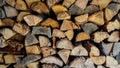 Closeup shot of chopped and stacked firewood. Perfect for a background Royalty Free Stock Photo