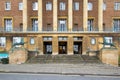 Closeup shot of the civic hall arc deco building fragment in Norwich housing the council offices