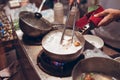 Closeup shot of clams cooked in Traditional night market in Zhubei, Taiwan Royalty Free Stock Photo
