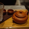 Closeup shot of a clay teapot of tea Connoisseur
