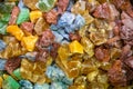 Closeup shot of colorful calcite crystals
