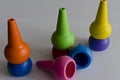 Closeup shot of colorful finger crayons on a white surface Royalty Free Stock Photo