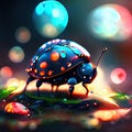 A closeup shot of a colorful ladybug on a blurred background Generative AI