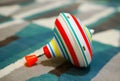 Closeup shot of a colorful spinning top