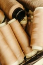 Closeup shot of colorful spools of fabric thread Royalty Free Stock Photo