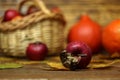 Closeup shot of a composition of ripe red apples on a blurred background