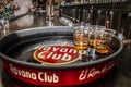 Closeup shot of cups with rum in Havana, Cuba