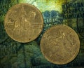Closeup shot of Czech republic 20 koruna coins Royalty Free Stock Photo