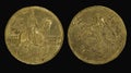 Closeup shot of Czech republic 20 koruna coins Royalty Free Stock Photo