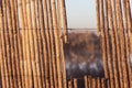 Closeup shot of a damaged fence made with wooden sticks