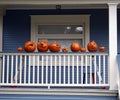 Closeup shot of decorated pumpkins for Halloween in Vancouver, Canad Royalty Free Stock Photo