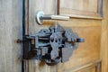 Closeup shot of a decorative antique door lock Royalty Free Stock Photo