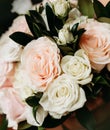 Closeup shot of the delicate flower bouquet prepared for the wedding ceremony Royalty Free Stock Photo