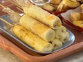 closeup shot of a delicious eggs rolls Royalty Free Stock Photo