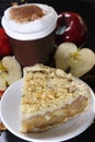 Closeup shot of the delicious pastry cake with a cup of latte Royalty Free Stock Photo