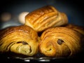 Closeup shot of dessert viennoiserie on top of each other