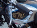 Closeup shot of details on the tank of an old Gilera motorcycle Royalty Free Stock Photo