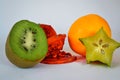 Closeup shot of different exotic fruits isolated on a white background Royalty Free Stock Photo