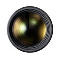 Closeup shot of digital camera lens isolated against a white background Royalty Free Stock Photo