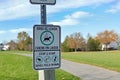 Closeup shot of a dogs on leash notice installed in a park in Ottawa, Canada