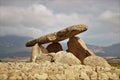 Closeup shot of Dolmen named Shack of the Sorceress in Laguardia, Alava, Spain