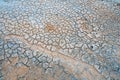 Closeup shot of dry and muddy ground with crackles and texture/pattern in geothermal area Royalty Free Stock Photo