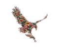 Closeup shot of an eagle figure made of colorful bead on an isolated background