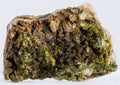 Closeup shot of epidote isolated on a white background