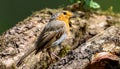 Closeup shot of a European robin bird sitting on a tree branch Royalty Free Stock Photo