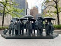 Closeup shot of the famous Gentlemen Statues in Chicago, Illinois in the United States of America