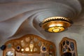 Closeup shot of the famous whirlpool lamp inside Casa Batllo