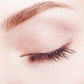 Closeup shot of female face makeup with closed eyes Royalty Free Stock Photo