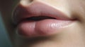 Closeup shot of female lips, AI-generated.