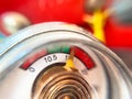 Closeup shot of a fire extinguisher pressure gauge Royalty Free Stock Photo