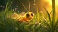 Closeup shot of a firefly on the grass with bokeh. Royalty Free Stock Photo