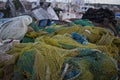 Closeup shot of fishing nets in various colors Royalty Free Stock Photo