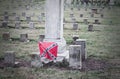 Closeup shot of Flags of the Confederate States of America at the cemetery in Tennessee, USA Royalty Free Stock Photo