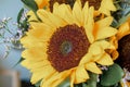 Closeup shot of floral bouquet with sunflowers Royalty Free Stock Photo