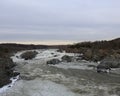 Closeup shot of the flowing Potomac River in Great Falls National Park, Virginia Royalty Free Stock Photo