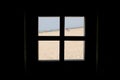 Closeup shot of the frames of a window in the dark Royalty Free Stock Photo