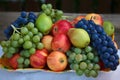 Closeup shot of fresh fruit assortment on a plate Royalty Free Stock Photo
