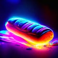 A closeup shot of a fresh loaf of bread in neon light Generative AI